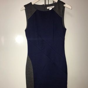 Sleeveless blue and gray dress